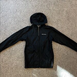 Kids Columbia Black Full-Zip Hooded Rain Jacket Size Large